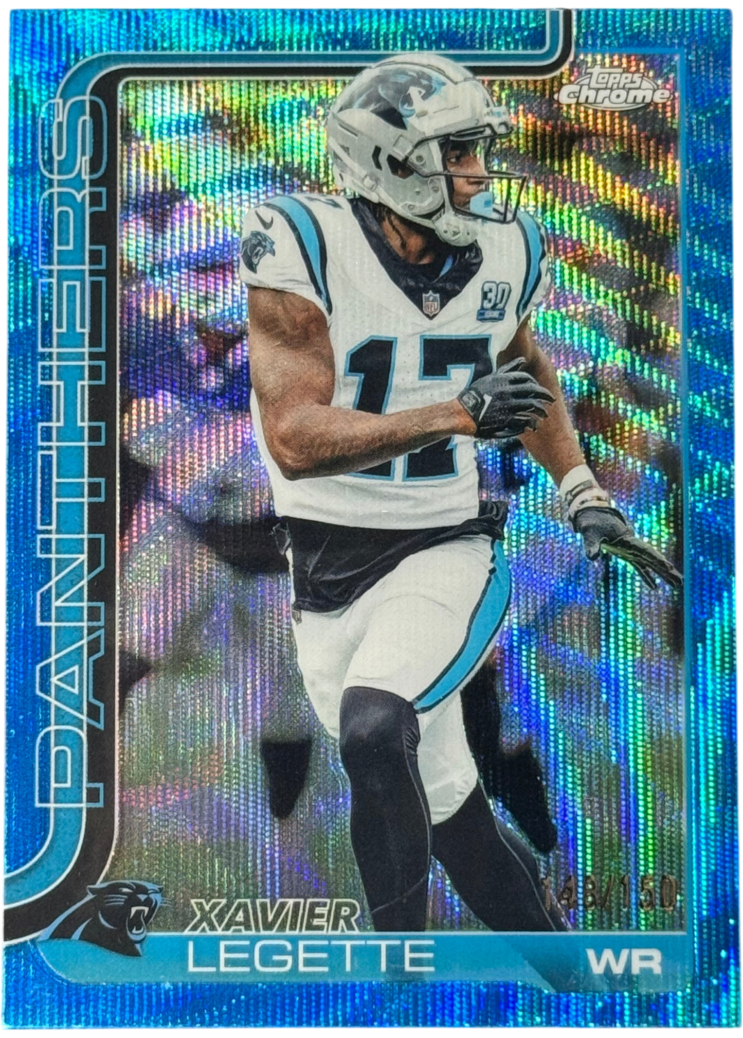 2025 Topps Chrome Xavier Legette Blue Wave Refractor /150 #38