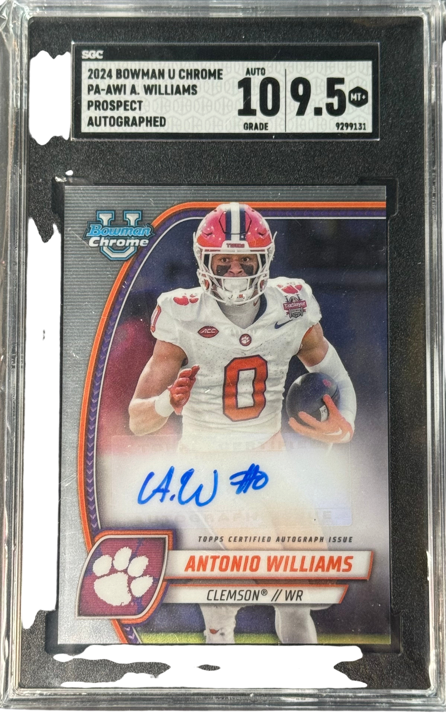 2024 Bowman Chrome University Antonio Williams Prospect Auto #PA-AWI SGC 9.5 Auto Grade 10