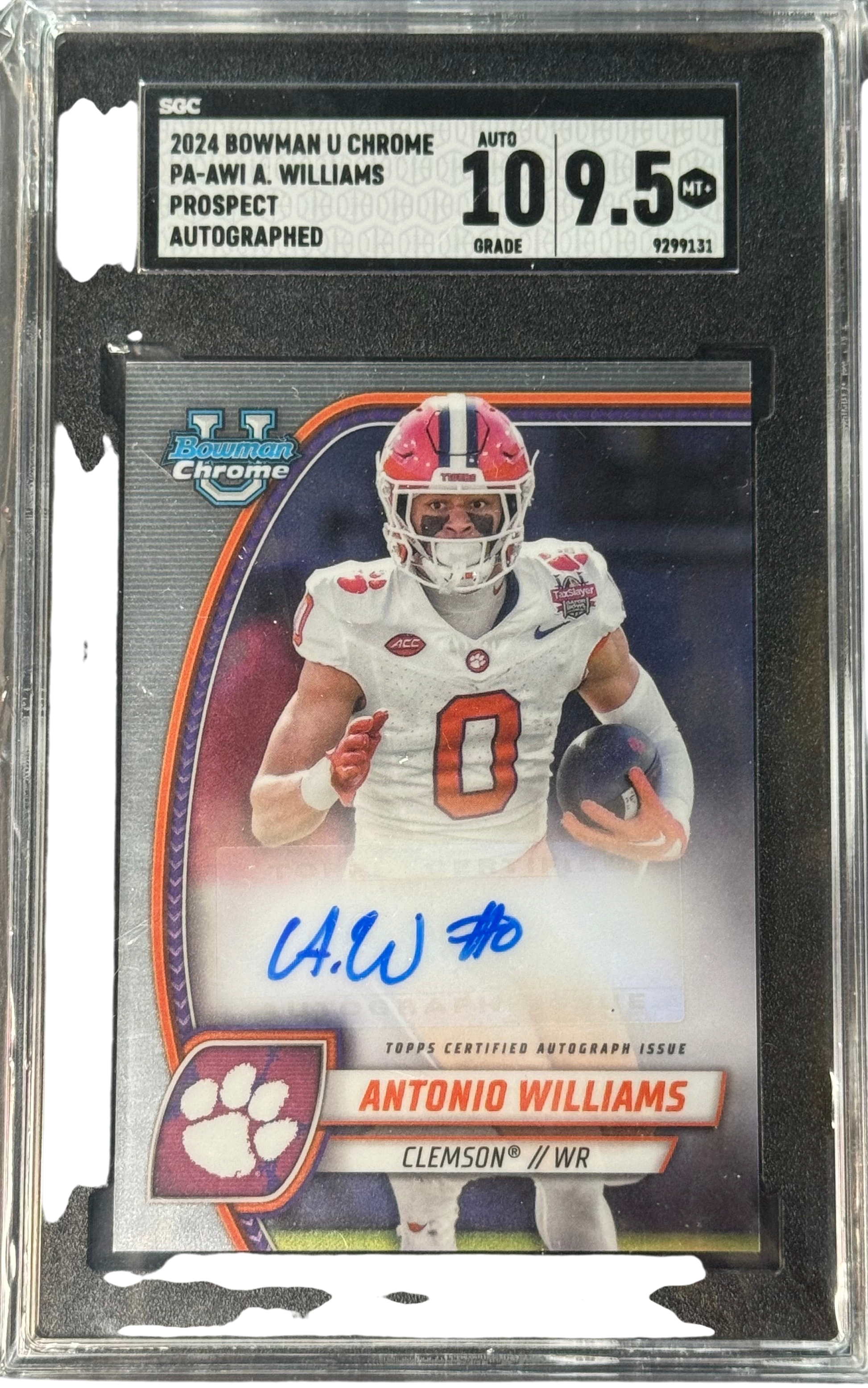2024 Bowman Chrome University Antonio Williams Prospect Auto #PA-AWI SGC 9.5 Auto Grade 10