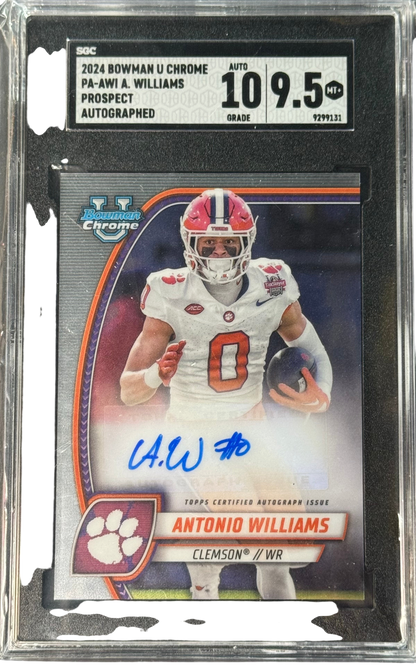 2024 Bowman Chrome University Antonio Williams Prospect Auto #PA-AWI SGC 9.5 Auto Grade 10