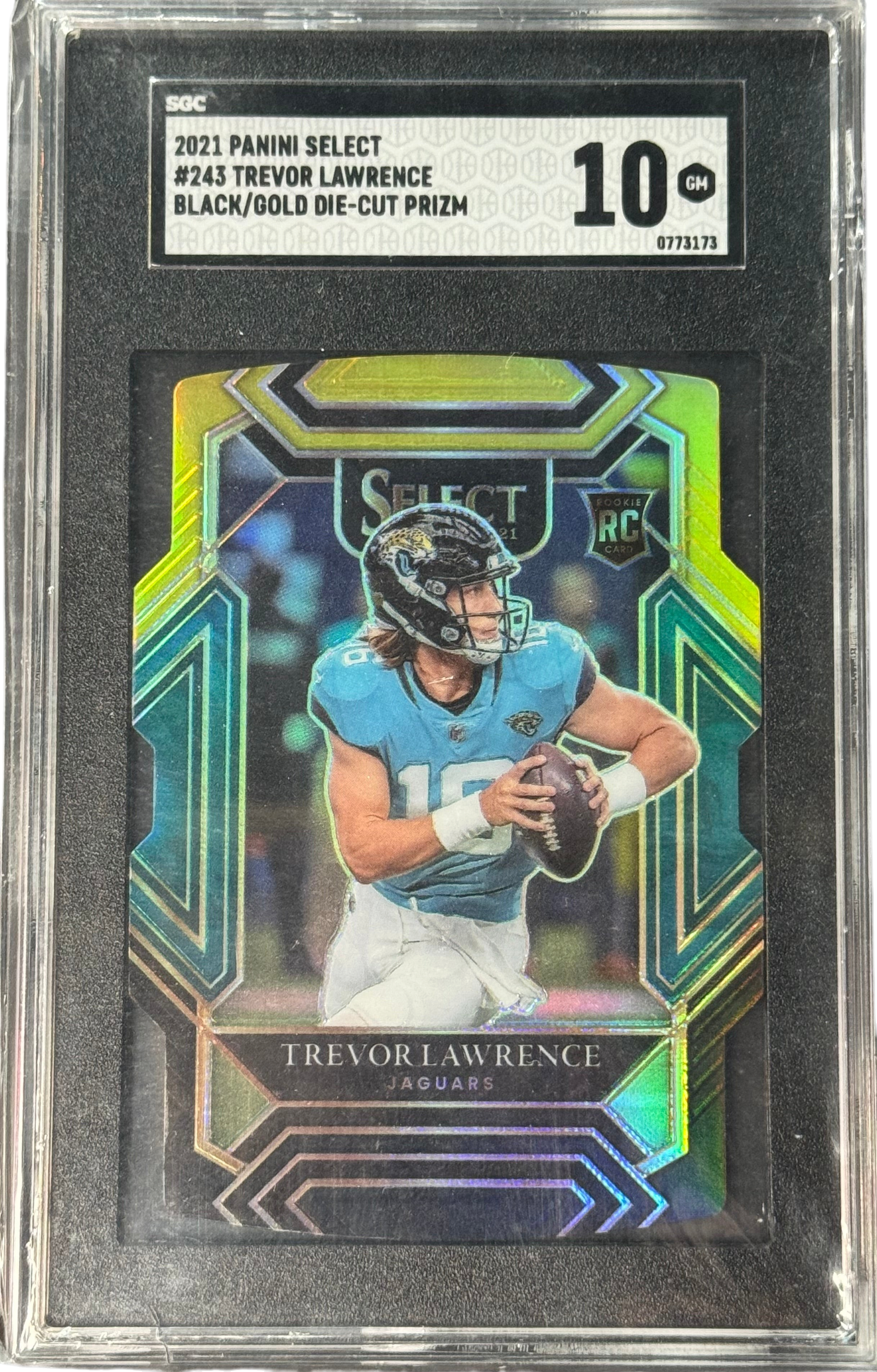 2021 Panini Select Club Level Trevor Lawrence Black & Gold Prizm Die Cut #243