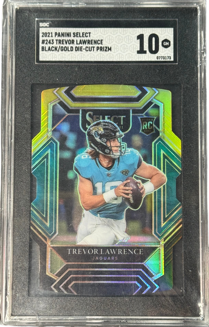 2021 Panini Select Club Level Trevor Lawrence Black & Gold Prizm Die Cut #243