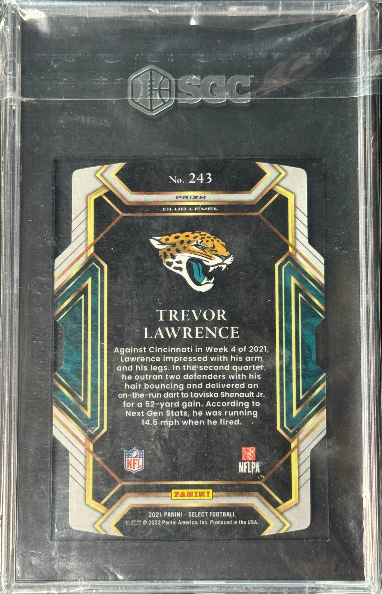 2021 Panini Select Club Level Trevor Lawrence Black & Gold Prizm Die Cut #243