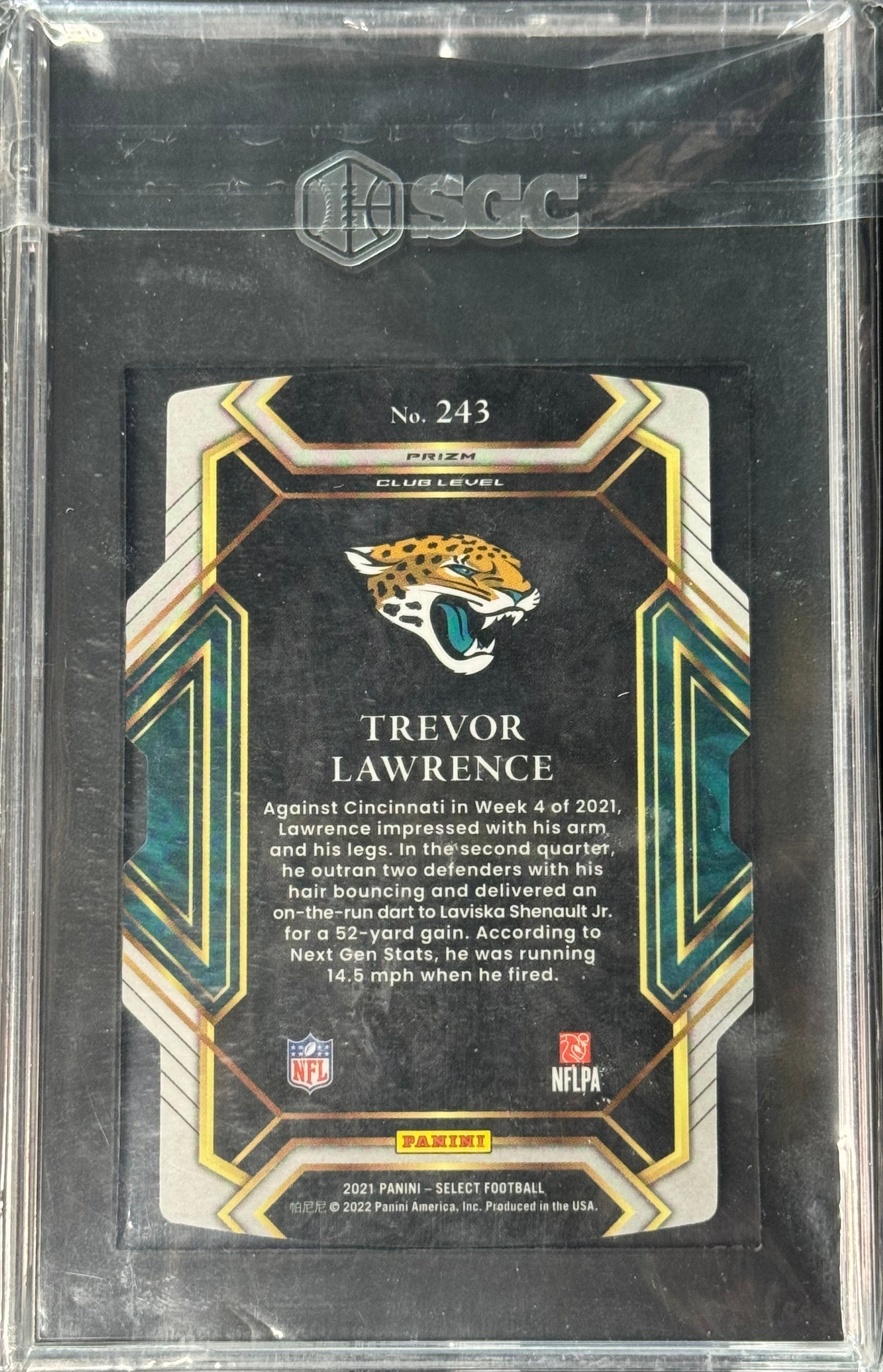 2021 Panini Select Club Level Trevor Lawrence Black & Gold Prizm Die Cut #243