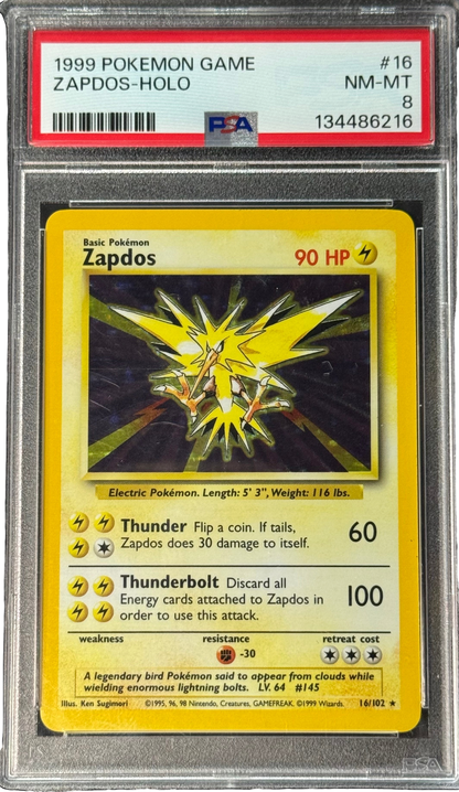 1999 Base Set Zapdos Holo #16 PSA 8