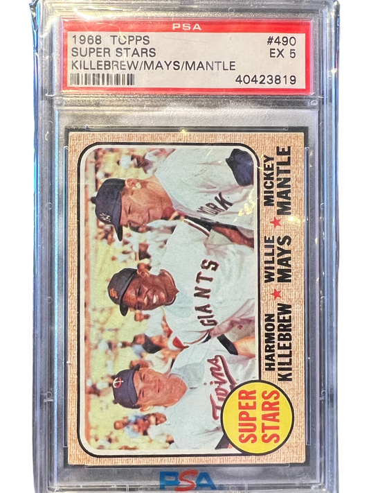 1968 Topps Baseball Superstars Killebrew Mays Mantle PSA 5 EX Card #490