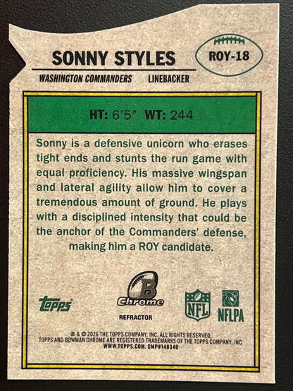 2026 Topps Bowman Football Rookie of the Year Favorites Sonny Styles #ROY-18 Rookie