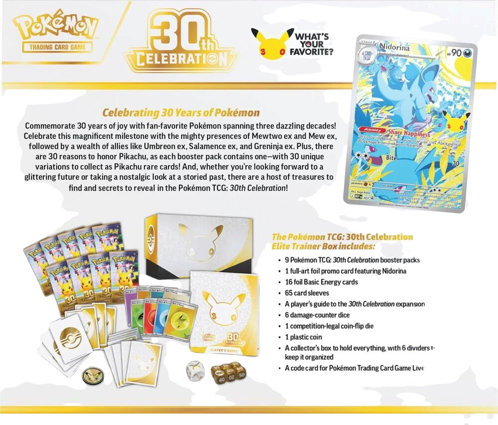 30th Celebration Elite Trainer Box - ME: 30th Celebration (30C) Pokemon