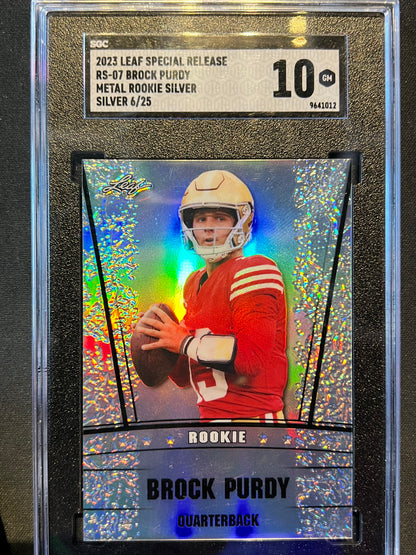 2023 Leaf Metal Special Release Brock Purdy Silver Rookie RC /25 SGC 10