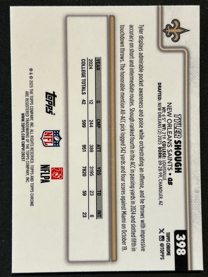2025 Topps Chrome Rookie Tyler Shough #398 Saints Pulsar Refractor