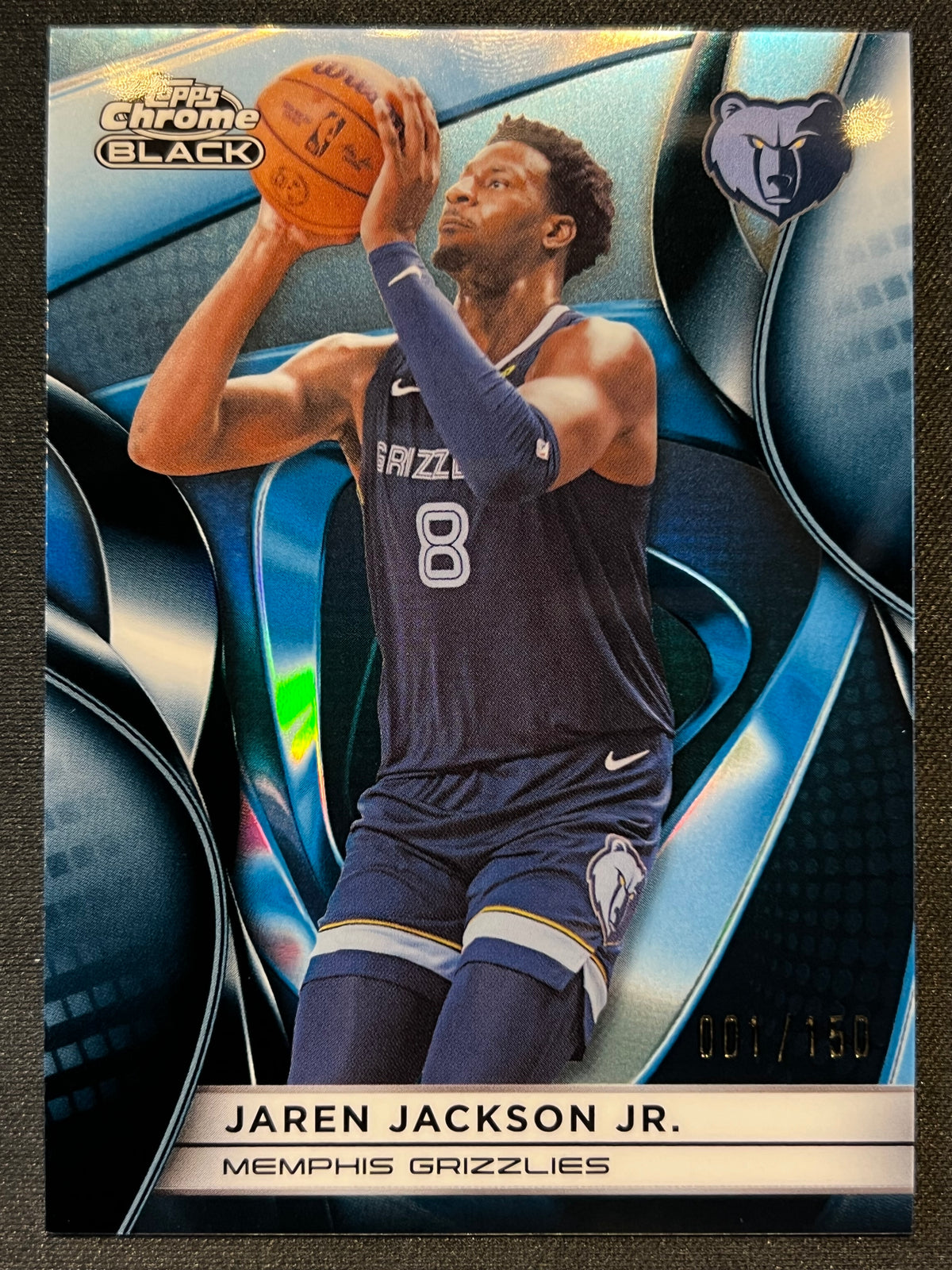 2025-26 Topps Chrome Black Jaren Jackson Jr. Blue Refractor 001/150 Grizzlies