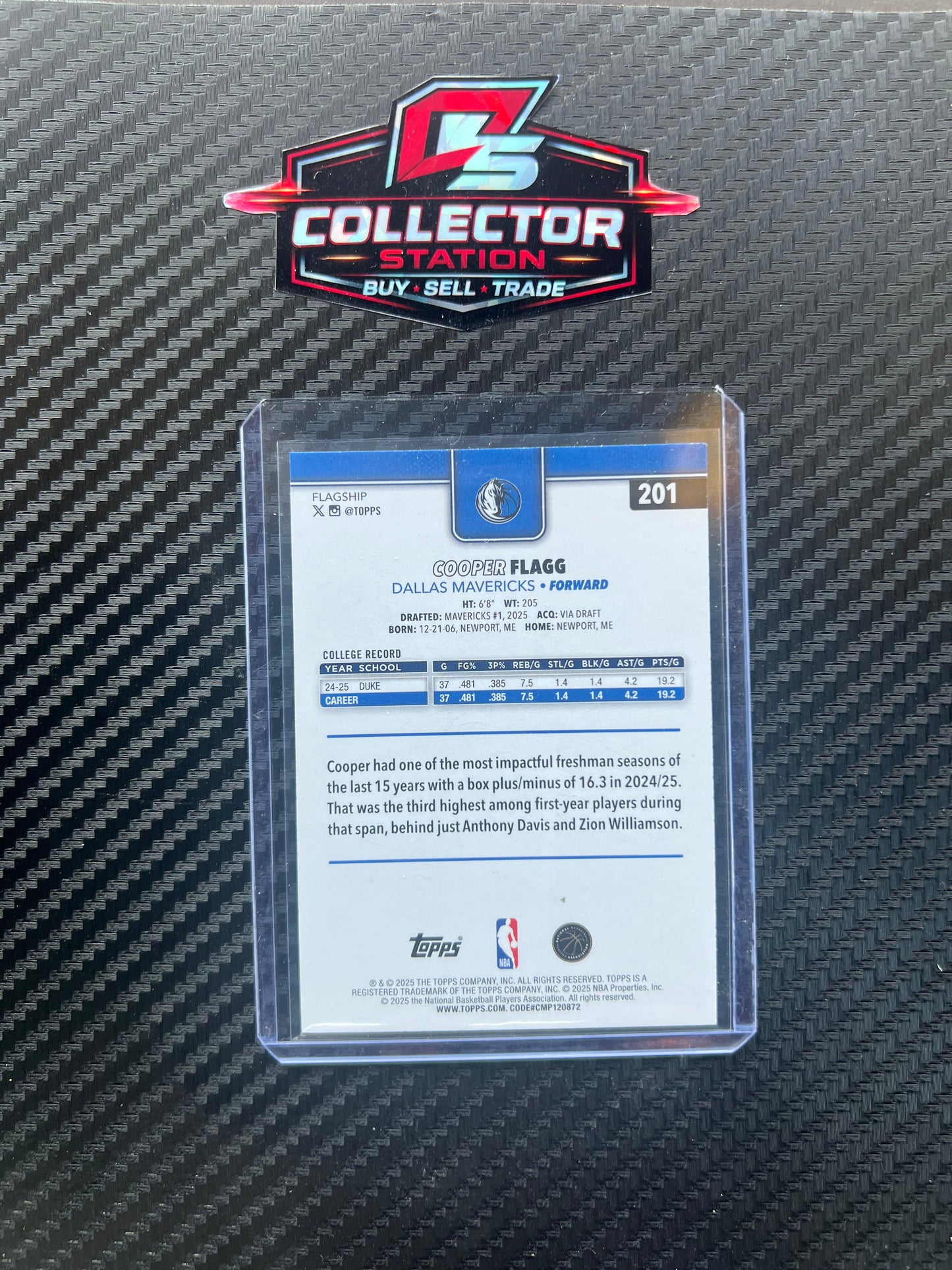 2025-26 Topps Basketball Cooper Flagg #201 Rookie