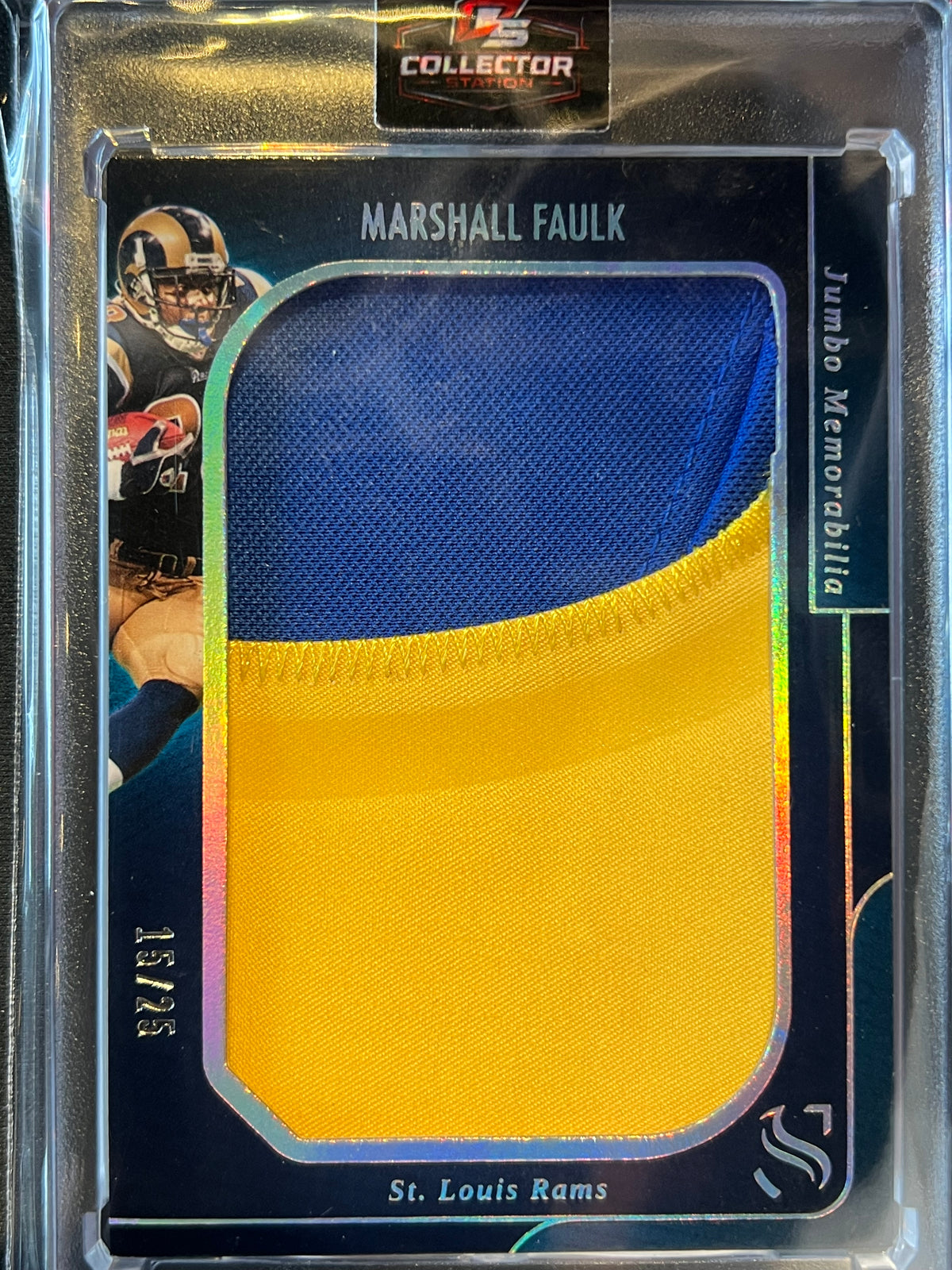 2025 Panini Silhouette Marshall Faulk /25 Jumbo Memorabilia 2-Color #JM-MFK