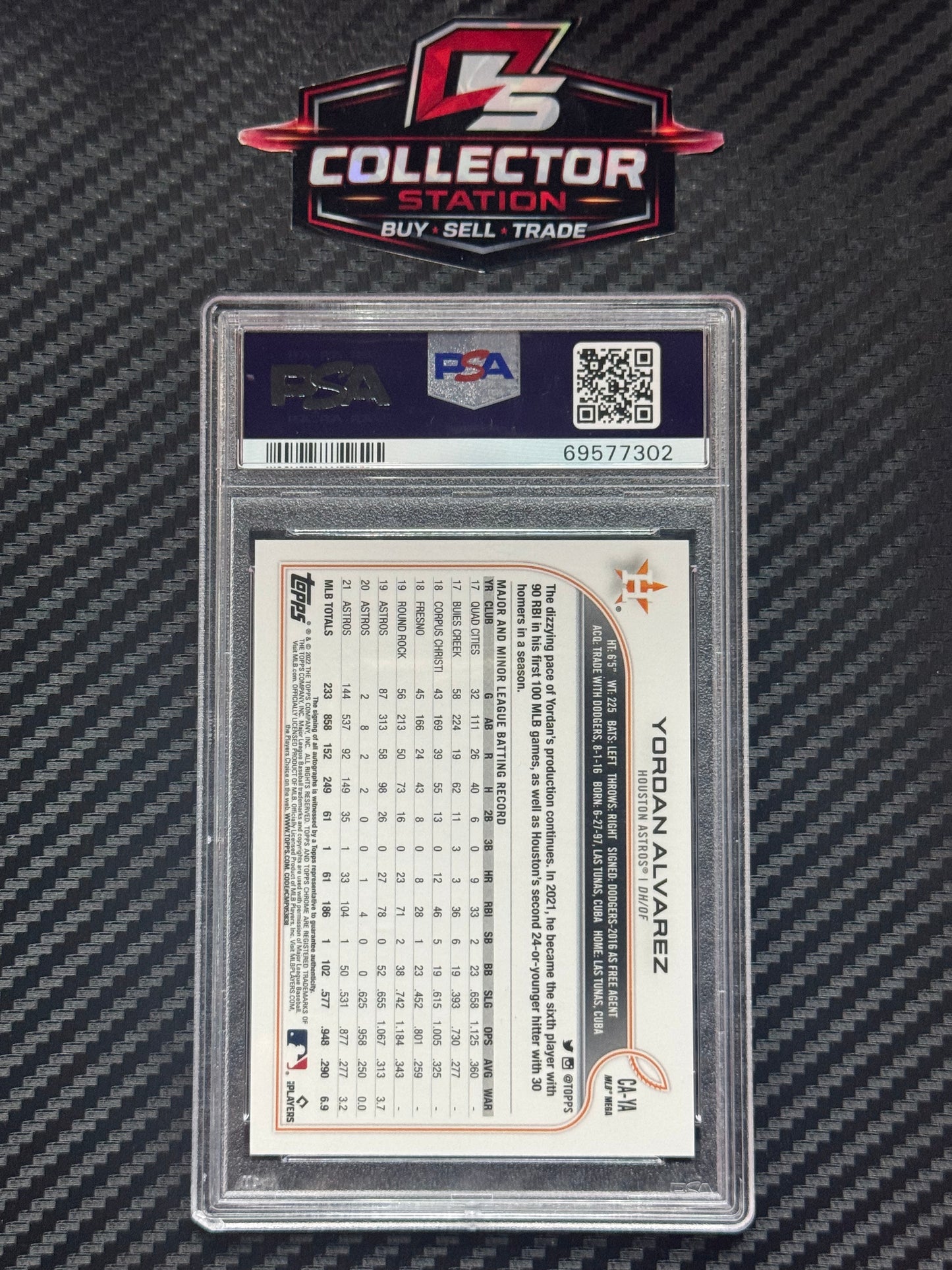 2022 Topps Chrome Logofractor Edition Yordan Alvarez Chrome Autographs #CA-YA PSA 9
