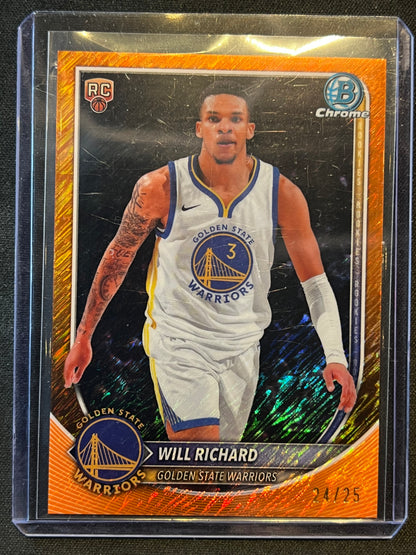 2025-26 Bowman Chrome Will Richard Orange Shimmer Refractor /25 #BCV-52 Rookie