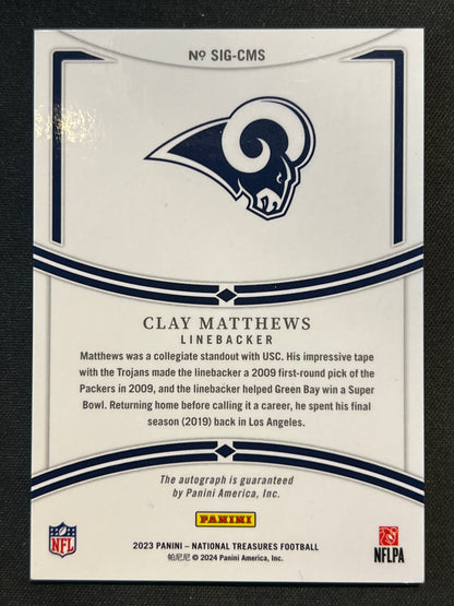 2023 Panini National Treasures - Signatures Clay Matthews #SIG-CMS Holo Gold /10 (AU)