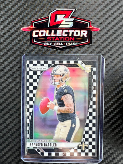 2024 Panini Prizm Spencer Rattler Black & White Checkerboard Rookie #388