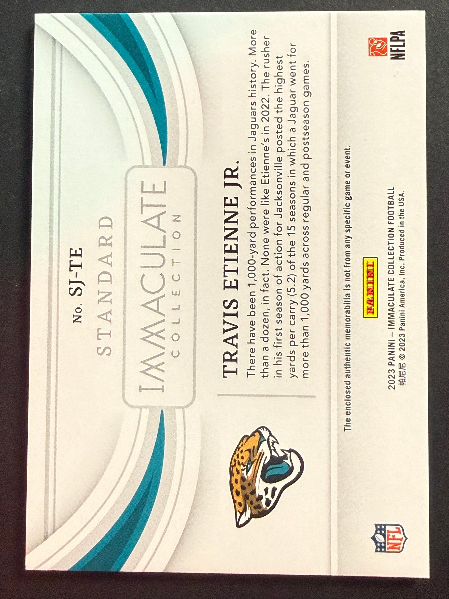 2023 Panini Immaculate Collection Travis Etienne Jr. Jaguars Patch Card #SJ-TE 29/49