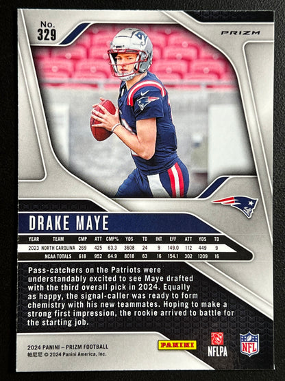 2024 Panini Prizm: Drake Maye True Silver Prizm (RC) #329 Patriots