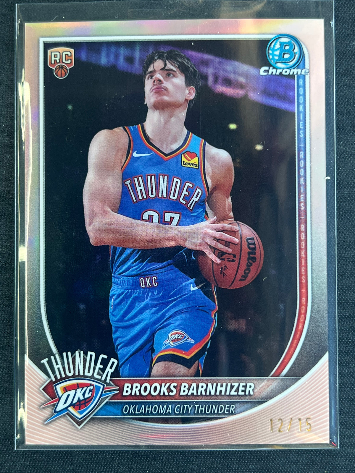 2025-26 Bowman Brooks Barnhizer Chrome RC Rose Gold #/15 Thunder