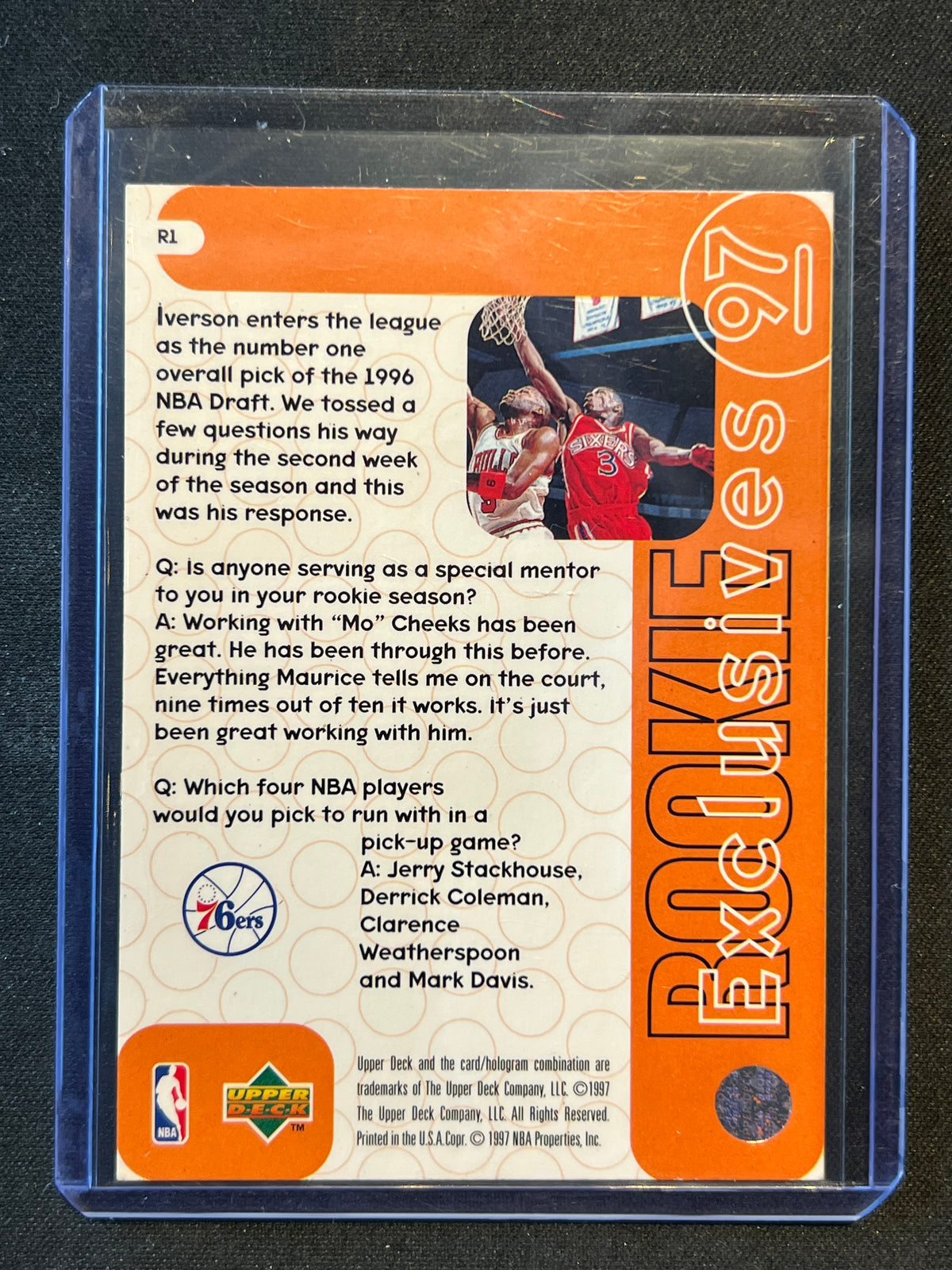 1996-97 Upper Deck - Rookie Exclusives Allen Iverson #R1 (RC)