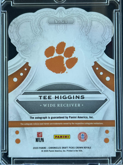 2020 Panini Chronicles Draft Picks Tee Higgins Crown Royale Holo Signatures 20/25 RC Auto #24