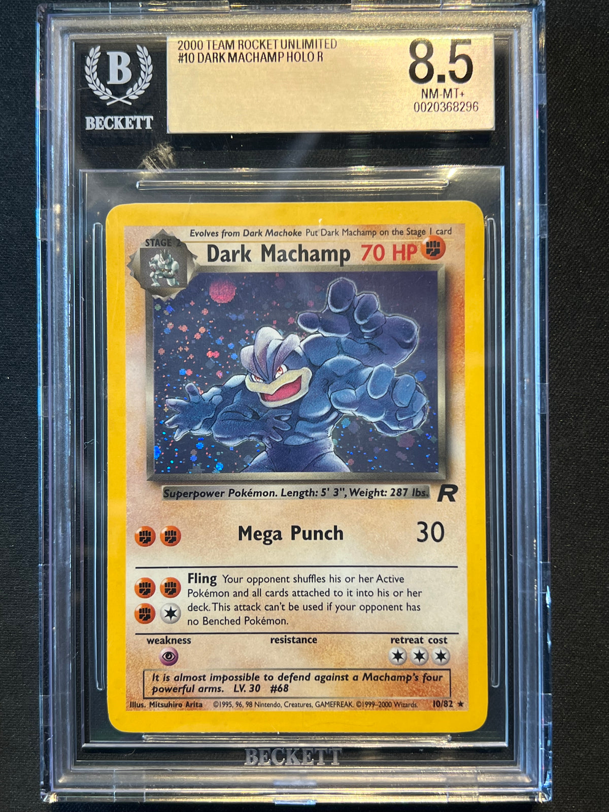 Pokemon Dark Machamp Holo Team Rocket Unlimited 10/82 BGS 8.5 Beckett
