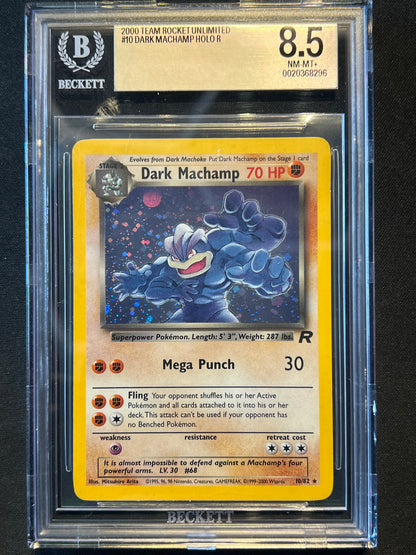Pokemon Dark Machamp Holo Team Rocket Unlimited 10/82 BGS 8.5 Beckett