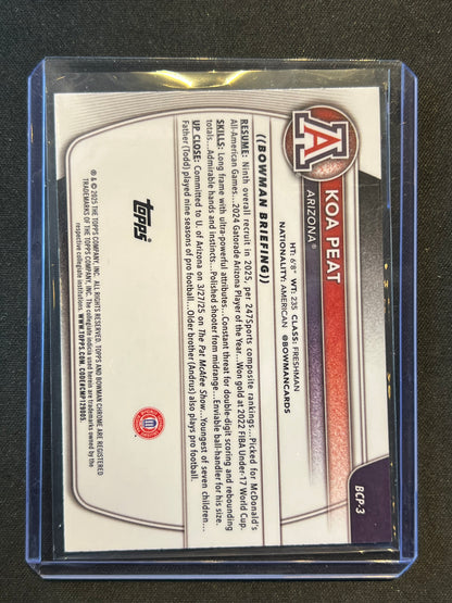 2025-26 Bowman Chrome 1st Prospects Koa Peat #BCP-3 Yellow Refractor /75 Arizona
