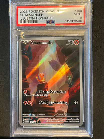 Pokemon TCG Charmander 168/165 S&V 151 Illustration Rare Holo PSA 9