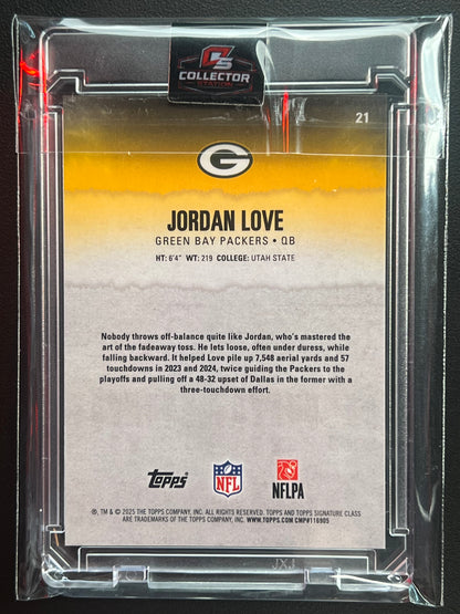2025 Topps Signature Class Jordan Love #21 Green Bay True Orange Refractor /50