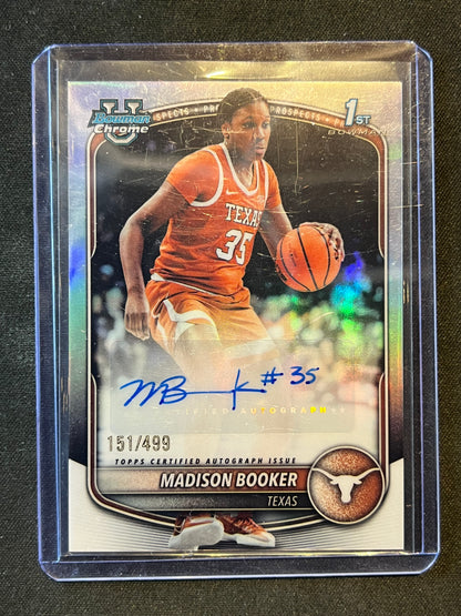 2025-26 Bowman Madison Booker Chrome Auto Refractor 1st Prospect #/499 Longhorns