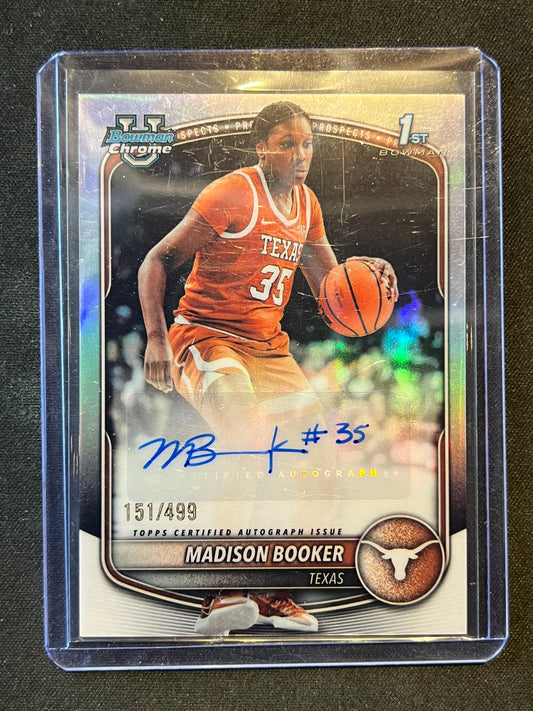 2025-26 Bowman Madison Booker Chrome Auto Refractor 1st Prospect #/499 Longhorns