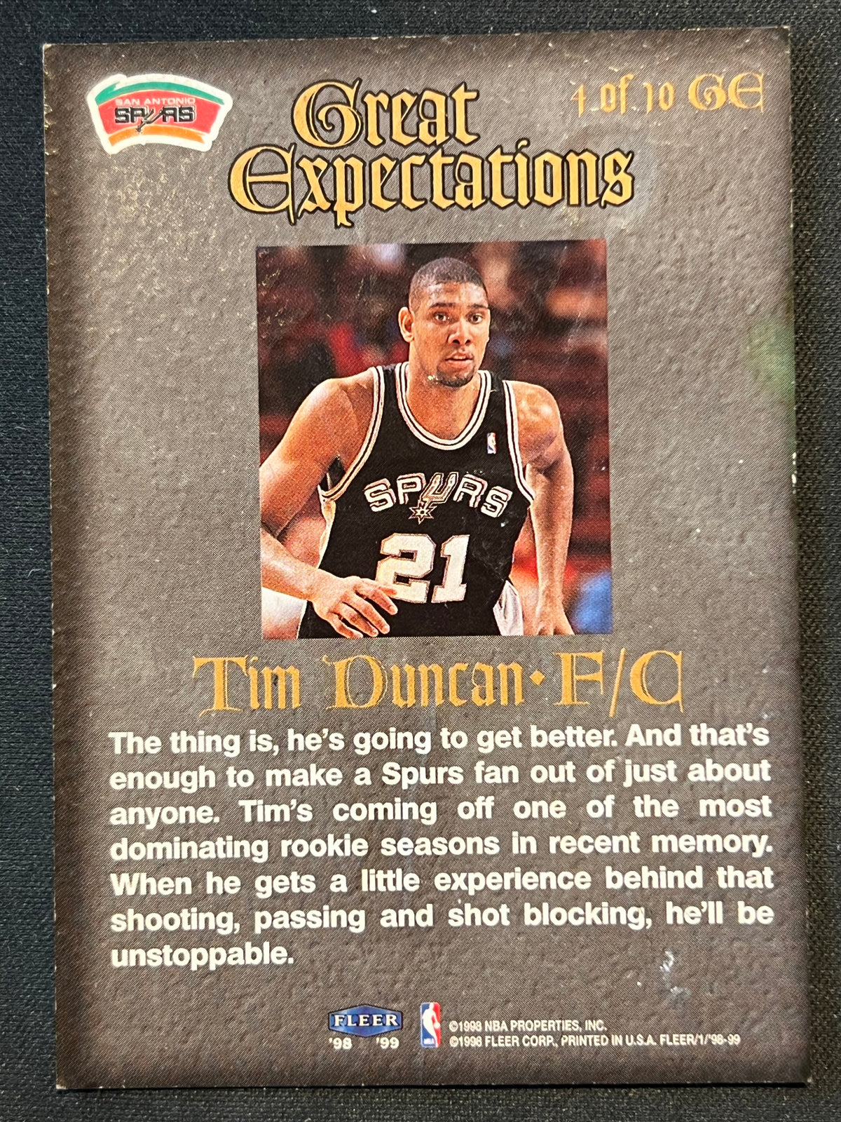 1998-99 Fleer Tradition - Great Expectations Tim Duncan #4 GE