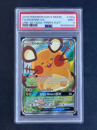 2019 Pokemon Sun & Moon Unbroken Bonds Dedenne GX Promos #195a/214 PSA 9