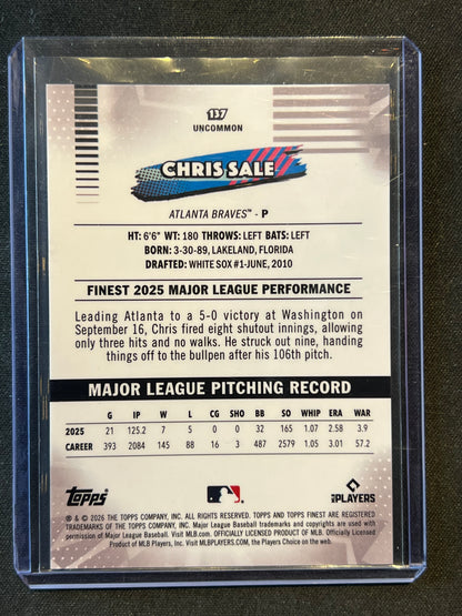 2026 Topps Finest Chris Sale Orange Mini Diamond/25 #137 Braves