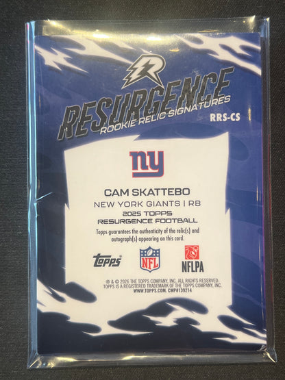 2025 Topps Resurgence Cam Skattebo Rookie Relic Signatures 10/15 Lime Refractor #RRS-CS