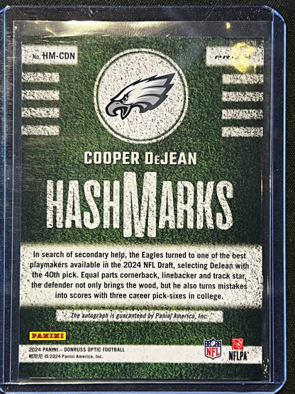 2024 Panini Donruss Optic - Hash Marks Cooper DeJean #HM-CDN (AU, RC)