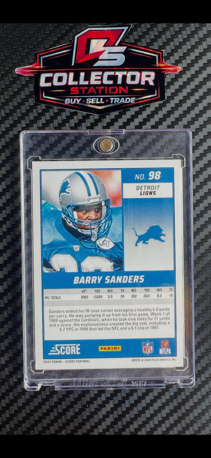 Panini 2024 Score Barry Sanders Extraterrestrial Refractor SSP #98