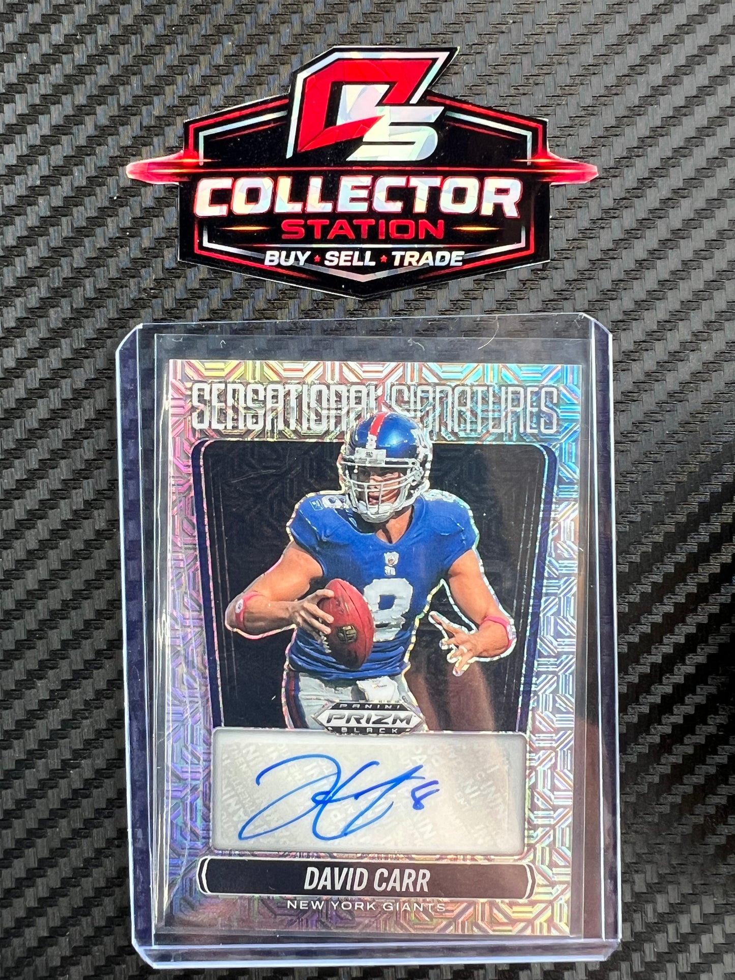 2025 Panini Prizm Black David Carr Sensational Signatures Mojo Prizm /25