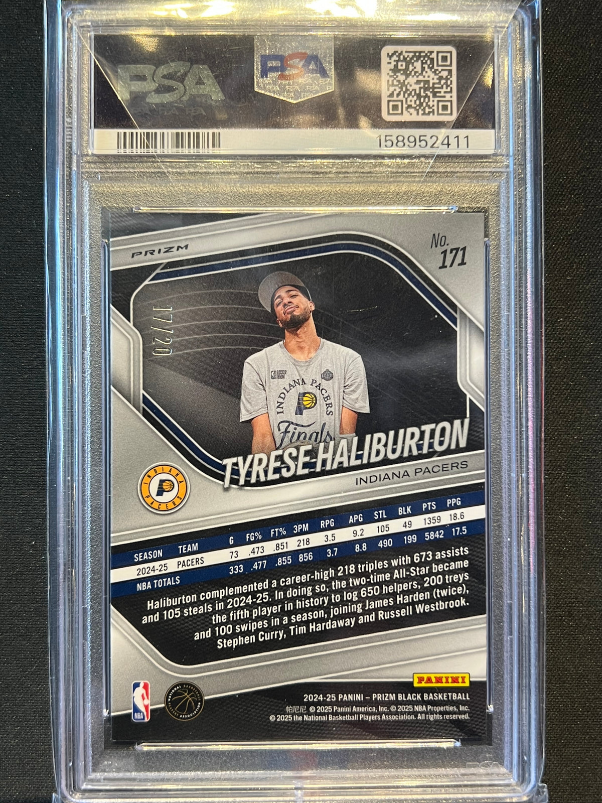 2024-25 Panini Prizm Black Tyrese Haliburton #171 Cherry Blossom Prizm 17/20