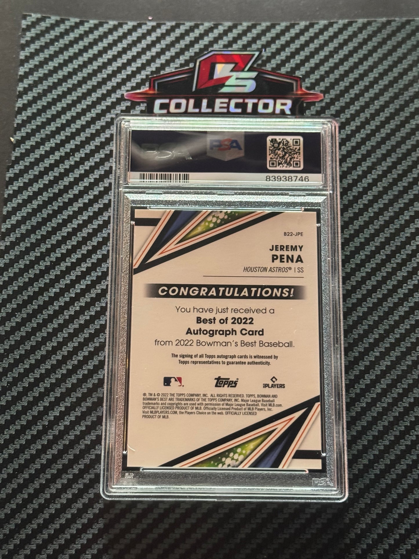 2022 Bowman’s Best - Best of 2022 Autographs Jeremy Pena #B22-JPE