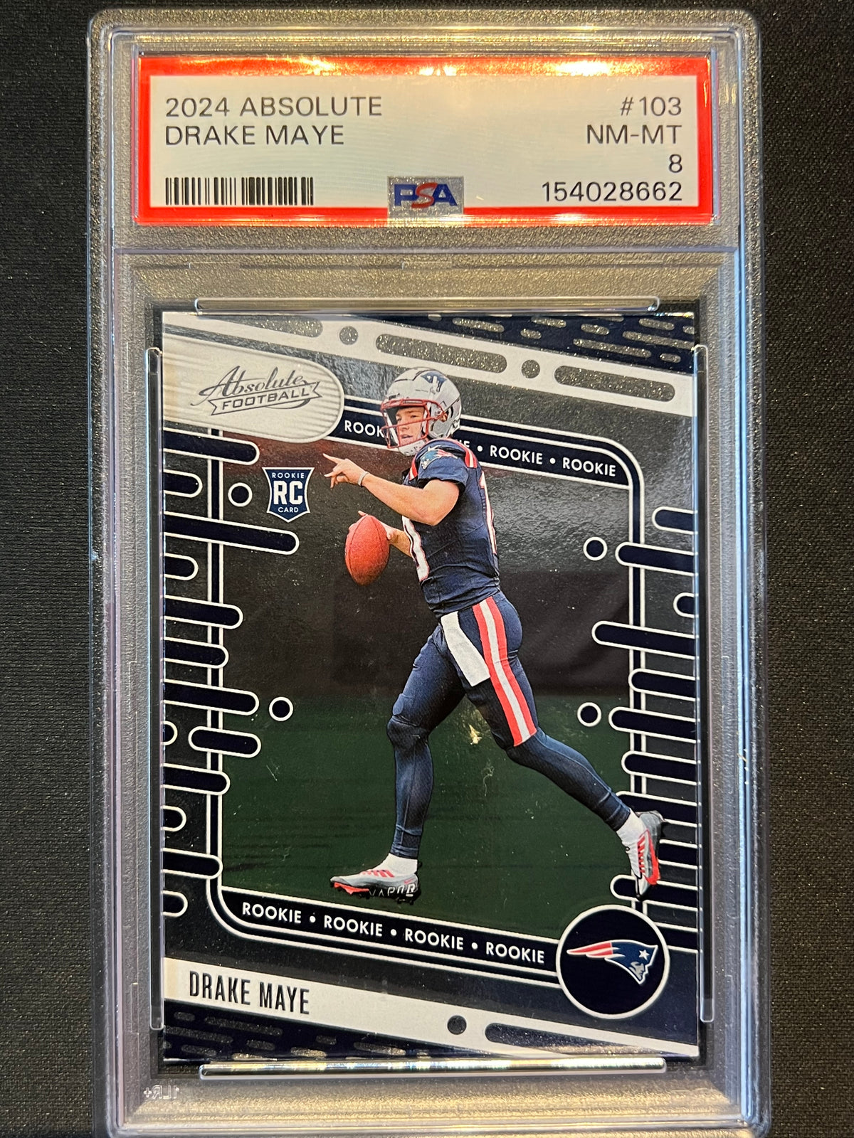 2024 Panini Absolute PSA 8 Drake Maye #103 RC Rookies Patriots