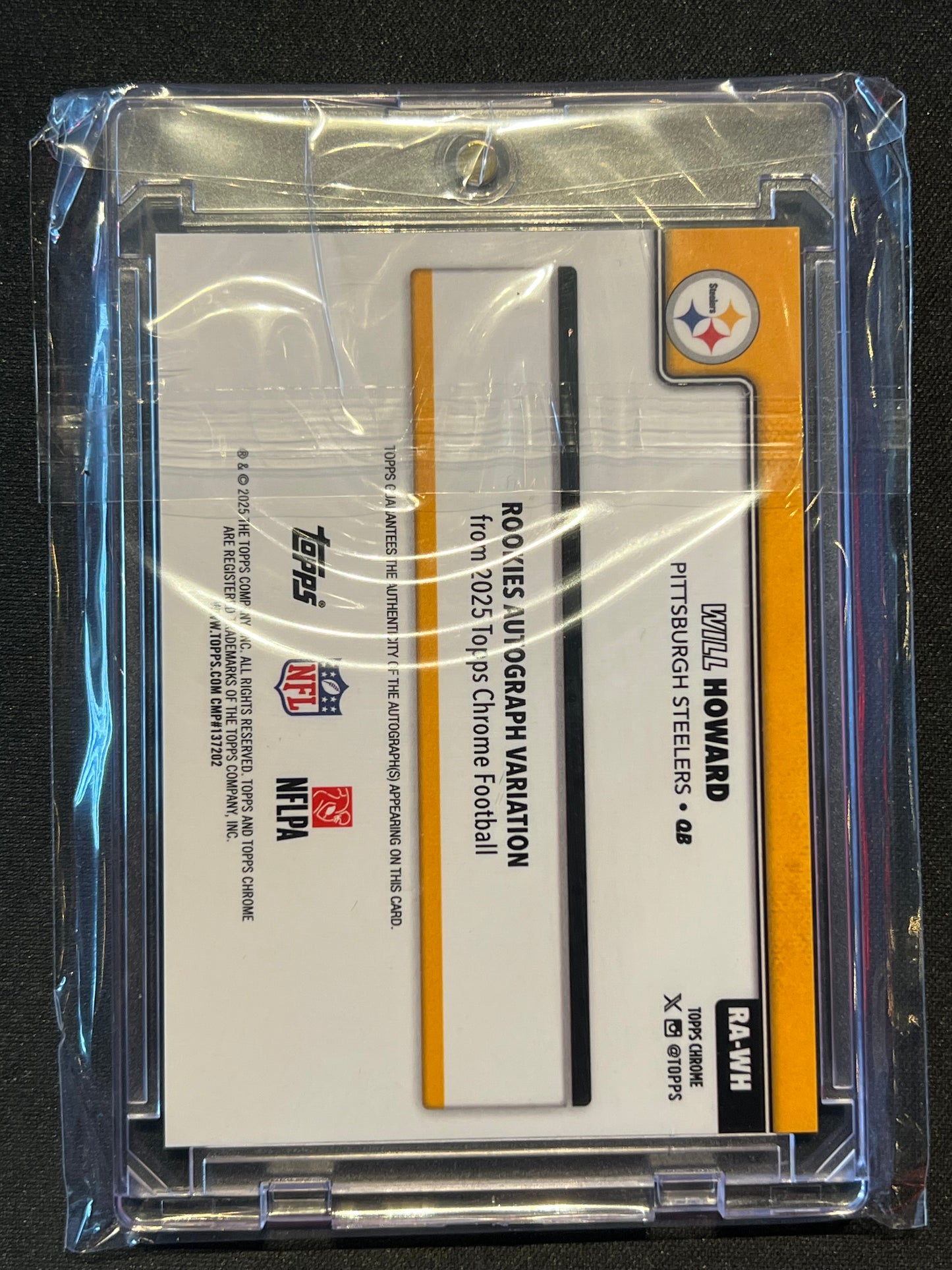 2025 Topps Chrome Will Howard Rookie Auto Gold Wave Refractor 10/50 RC Steelers #RA-WH