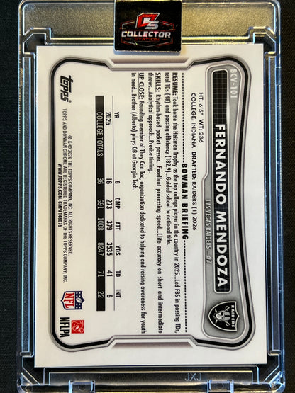 2026 Bowman Football Fernando Mendoza Speckle Refractor #BCV-101