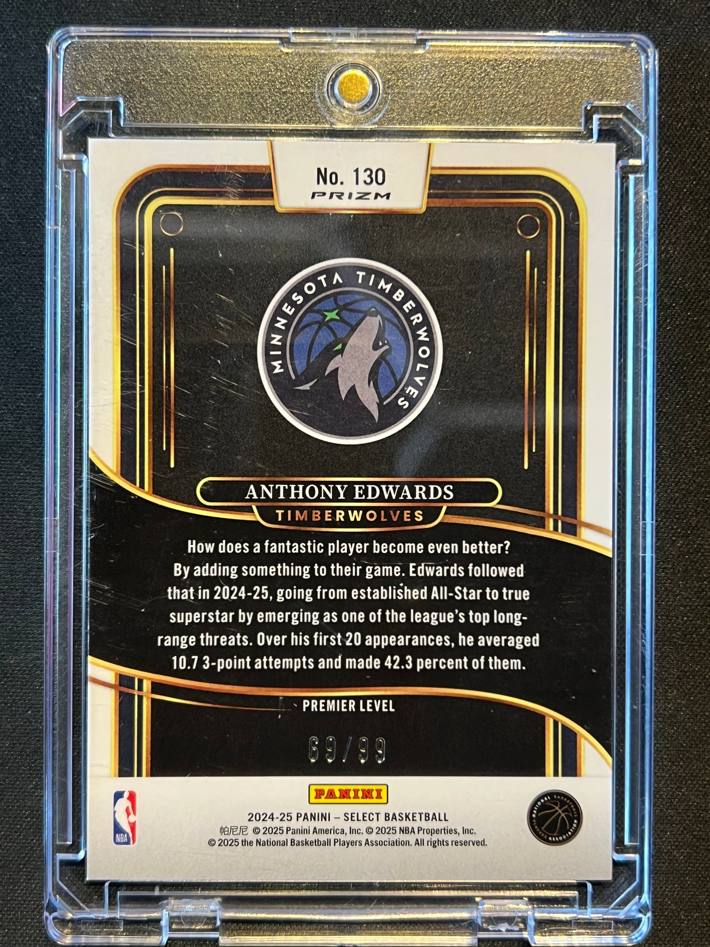 2024-25 Panini Select Anthony Edwards Blue Tectonic/Seismic Prizm /99 #130