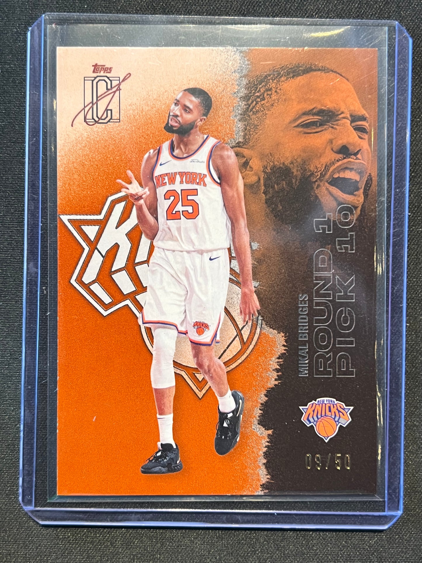 2025-26 Topps Signature Class Orange Color Match Mikal Bridges Knicks /50 #84