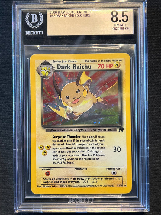 Pokemon Dark Raichu Holo Secret Rare Team Rocket Unlimited 83/82 BGS 8.5 Beckett