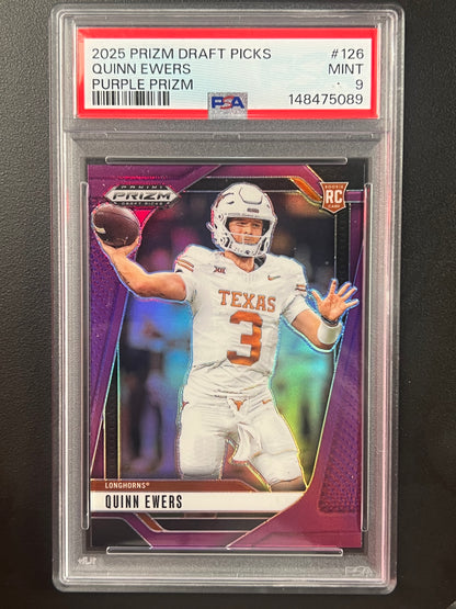 2025 Panini Prizm Draft Picks Quinn Ewers #126 Purple Prizm /99 PSA 9 RC