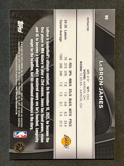 2025-26 Topps Chrome Black #80 LeBron James /299 Lakers